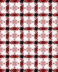 Bold Red White Houndstooth Snowflake Rug