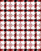 Bold Red White Houndstooth Snowflake Rug