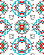 Red Blue Green Floral Mandala Rug