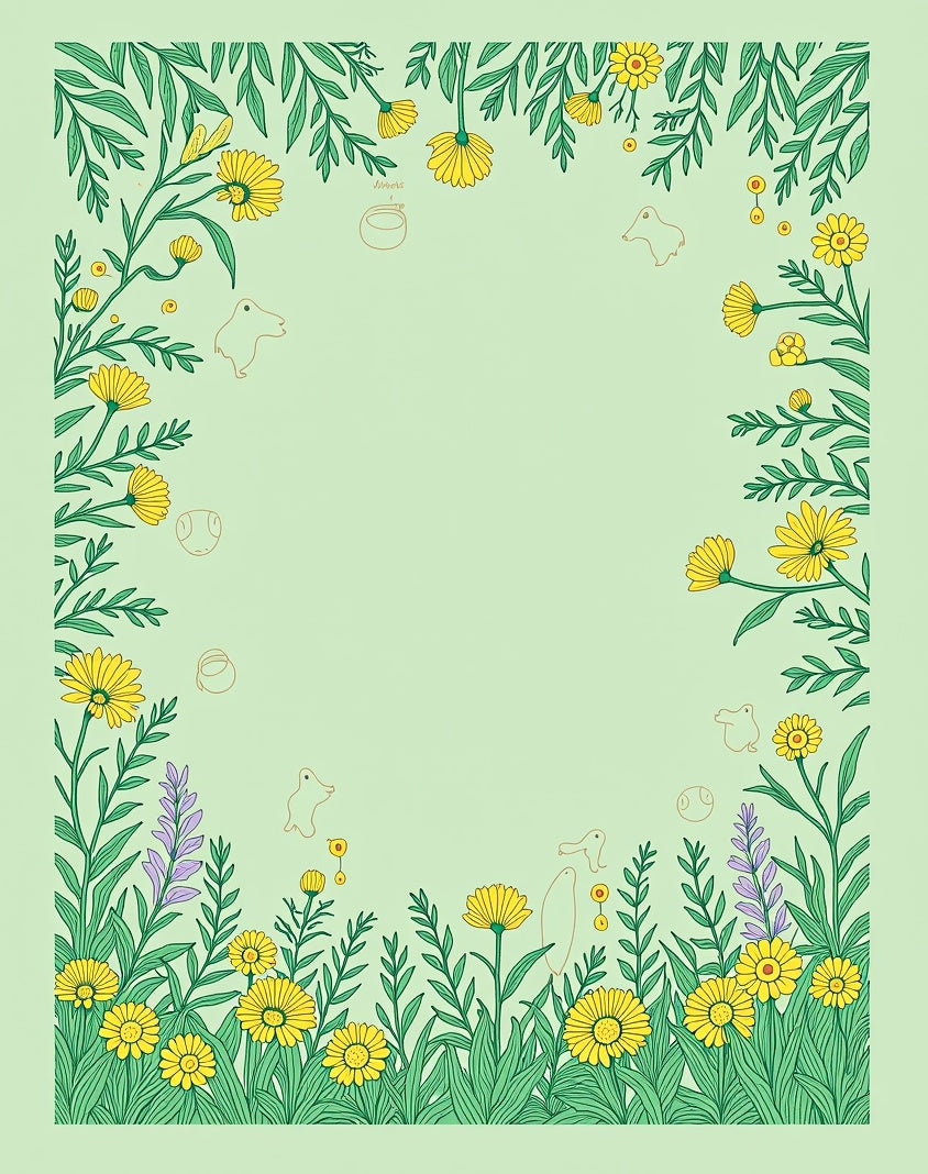 Whimsical Yellow Daisy Garden Scene Rug