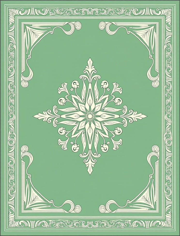 Vintage Green Floral Ornamental Rug