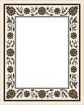 Cream Black Floral Vine Border Rug
