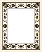 Cream Black Floral Vine Border Rug