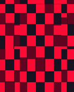 Vibrant Red And Black Checkered Squares Rug