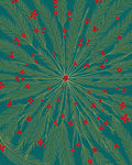 Festive Teal Gold Fern Blossom Rug