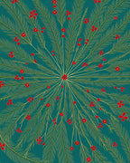 Festive Teal Gold Fern Blossom Rug