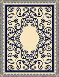 Navy Dark Blue Ornate Floral Medallion Rug