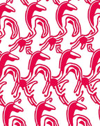 Bold Crimson Curving Abstract Rug