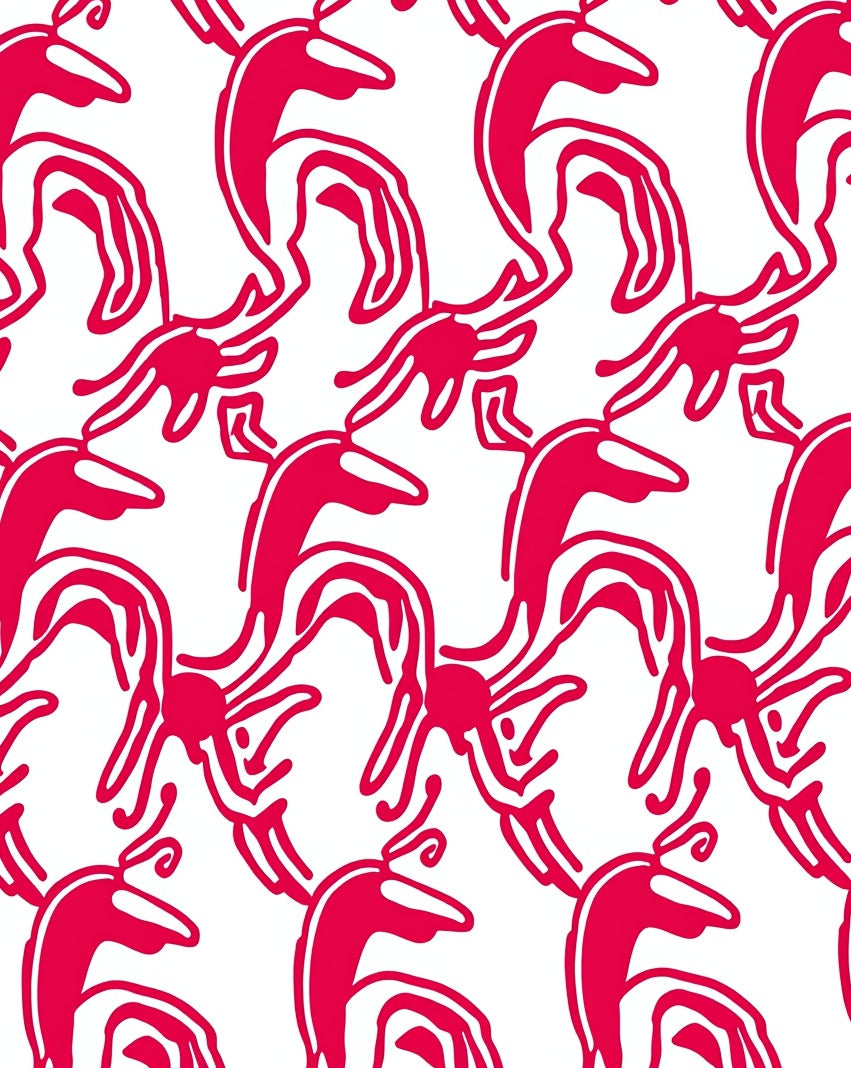 Bold Crimson Curving Abstract Rug