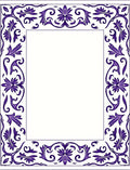Vivid Purple Floral Scroll Border Rug