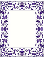 Vivid Purple Floral Scroll Border Rug
