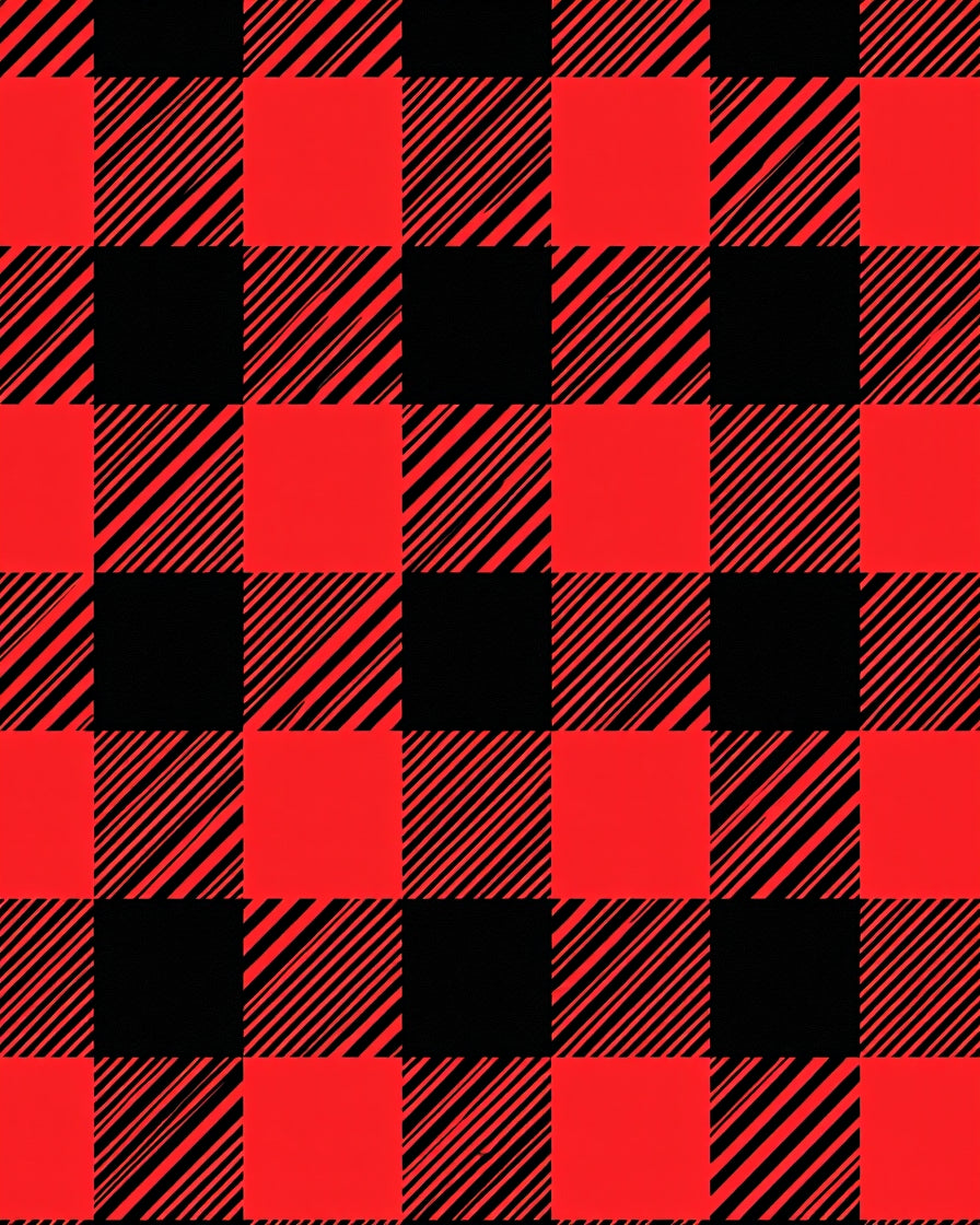 Vibrant Red Black Checkered Squares Rug