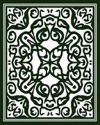 Dark Green Vintage Scrollwork Harmony Rug