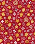 Holiday Red Gingerbread Snowflake Charm Rug