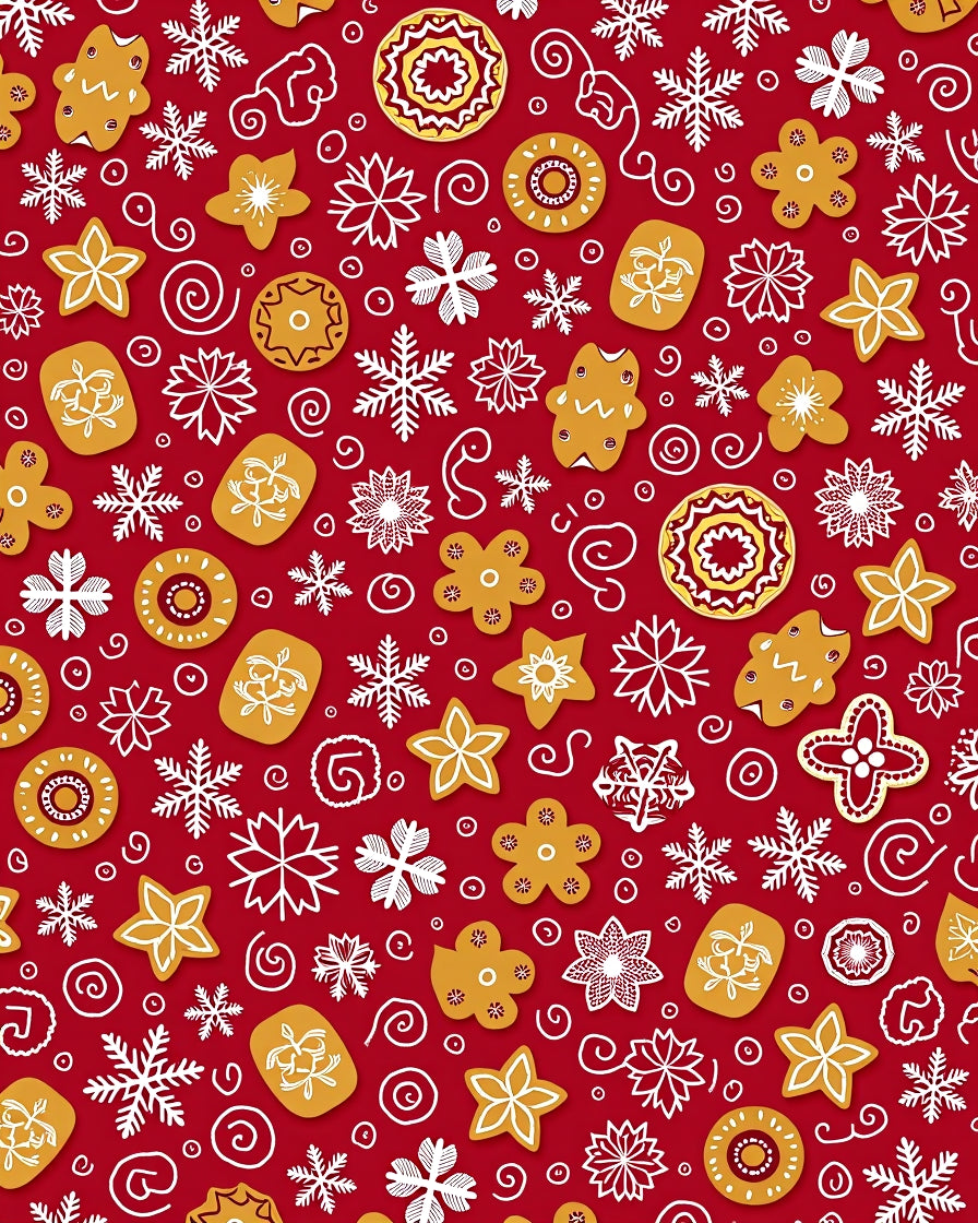 Holiday Red Gingerbread Snowflake Charm Rug
