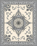 Cream Gray Ornate Floral Medallion Rug