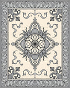 Cream Gray Ornate Floral Medallion Rug