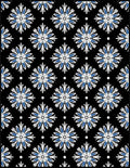 Black Blue White Floral Medallion Repeat Rug