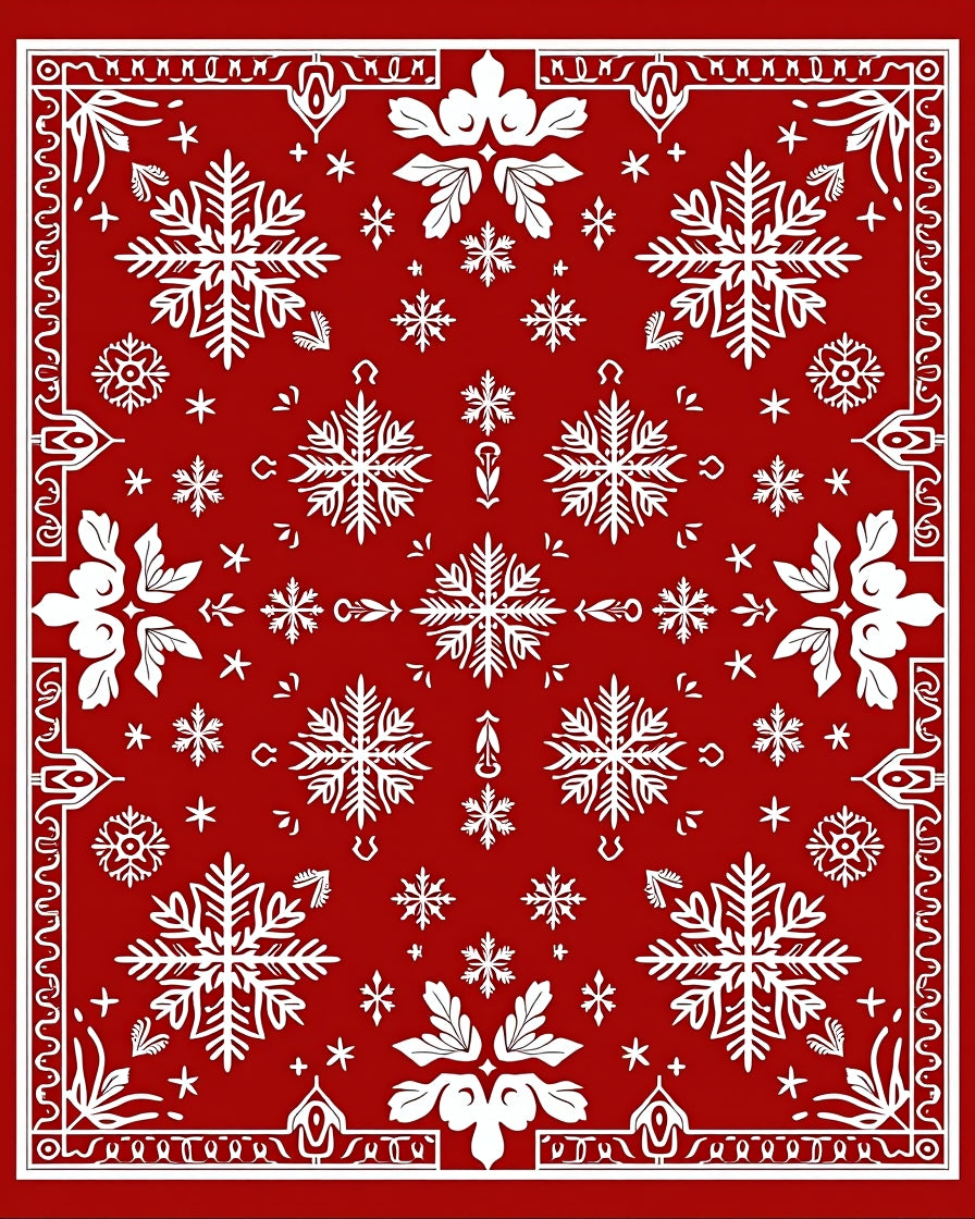 Crimson Snowflake Collage Bandana Rug