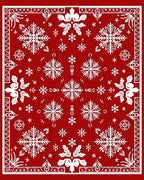Crimson Snowflake Collage Bandana Rug