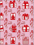 Red Gift Boxes Pink Background Rug