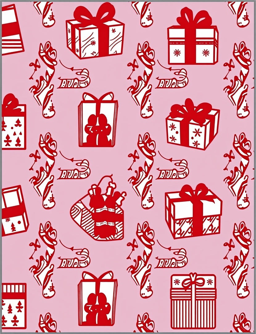 Red Gift Boxes Pink Background Rug