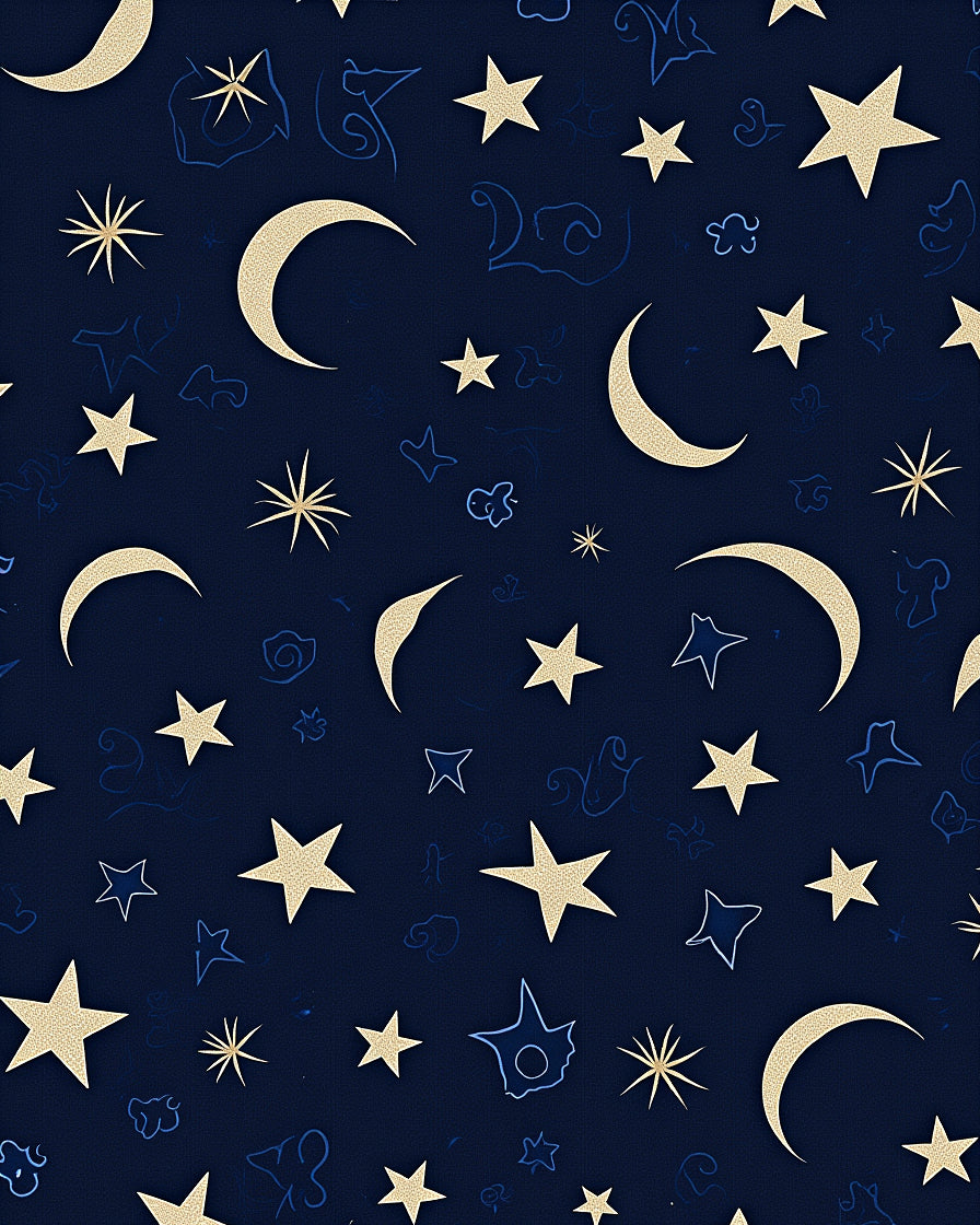 Golden Moon Starry Night Sky Rug