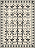 Black Fleur de Lis Cream Border Rug