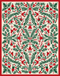Crimson Green Festive Folk Art Rug