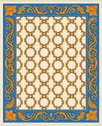 Vibrant Geometric Octagon Blue Gold Rug
