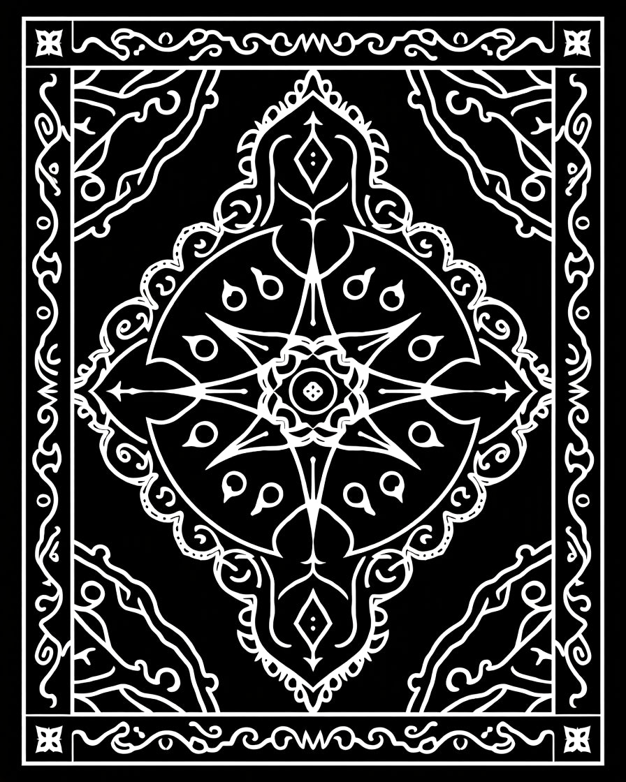 Monochromatic Celestial Starburst Mandala Rug