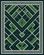 Emerald Green Geometric Art Deco Rug