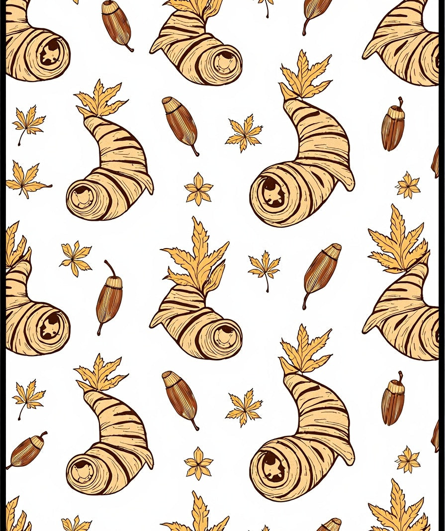 Autumnal Swirls Acorns Leaves And Flowers Rug
