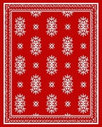 Crimson White Snowflake Medallion Rug