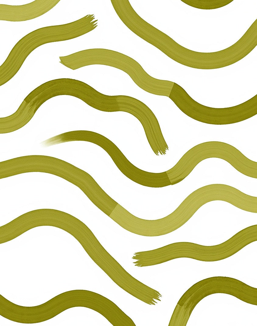 Olive Green Brushstroke Swirl Rug