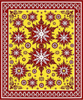 Crimson Yellow Starburst Roundels Rug