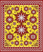 Crimson Yellow Starburst Roundels Rug