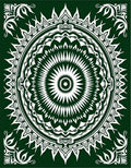 Deep Emerald White Floral Sunburst Mandala Rug