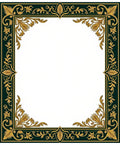Ornate Emerald Gold Leaf Border Rug