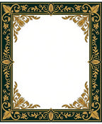 Ornate Emerald Gold Leaf Border Rug