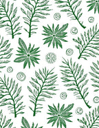 Green Foliage Botanical Swirl Rug