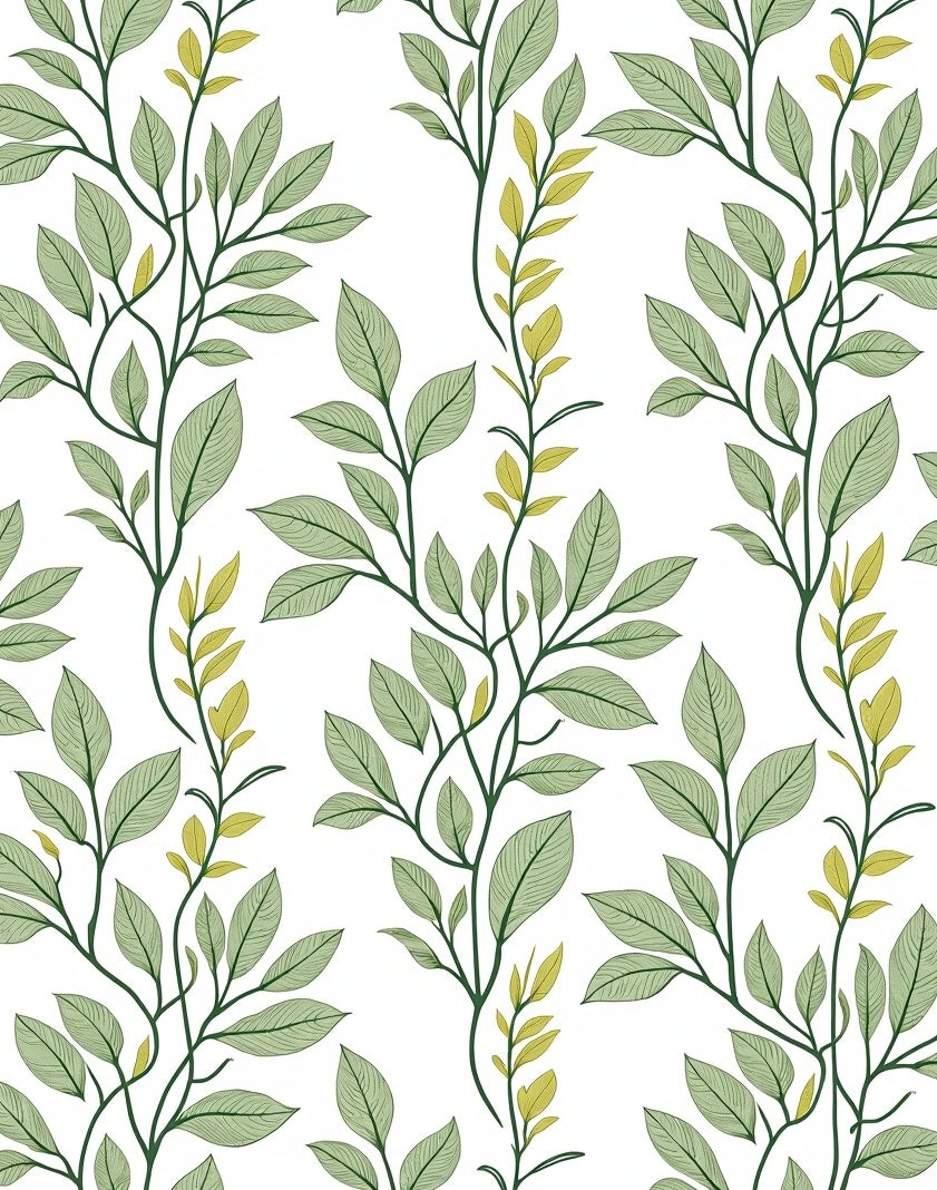 Green Leafy Botanical Vine Repeats Rug