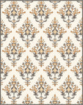 Brown and Gold Floral Damask Rug