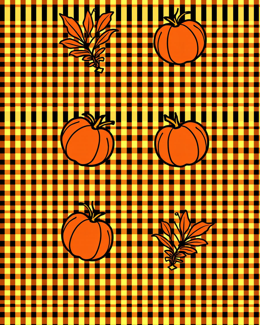 Harvest Orange Pumpkin Gingham Rug