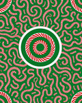 Green Red Swirled Candy Cane Medallion Rug