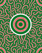 Green Red Swirled Candy Cane Medallion Rug