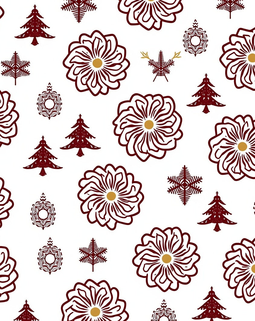 Crimson Snowflake and Pine Woodland Rug