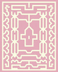 Soft Pink Geometric Lattice Medallion Rug