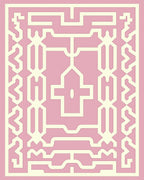 Soft Pink Geometric Lattice Medallion Rug