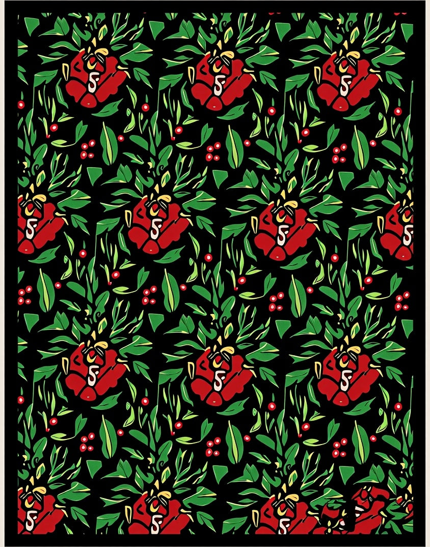 Bold Red Floral Botanical Garden Rug
